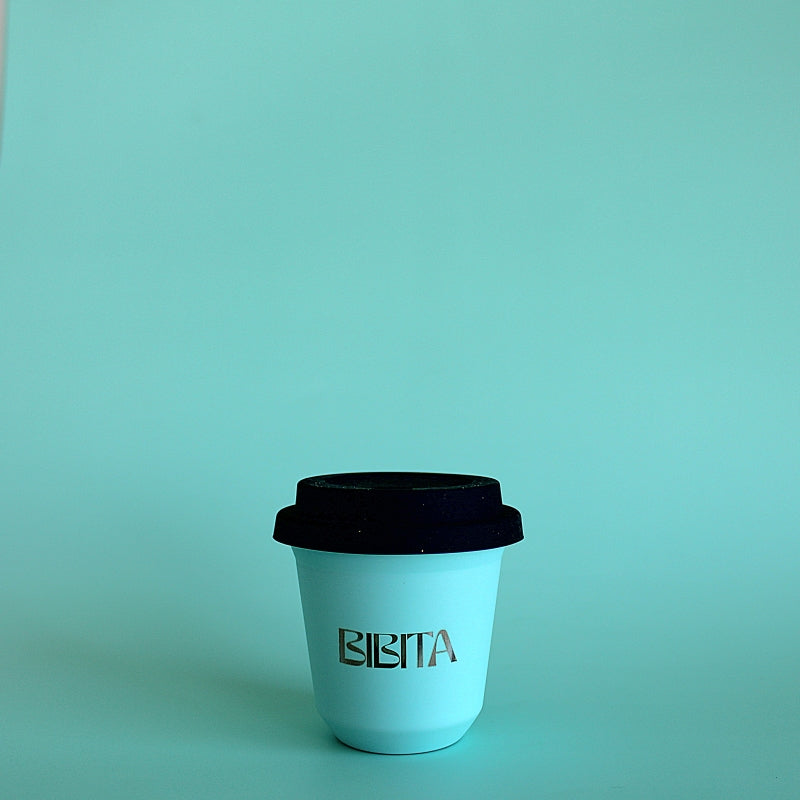 BIBITA | Small Double Wall Stainless Steel Reusable Cup | Standard Lid | Aqua Blue