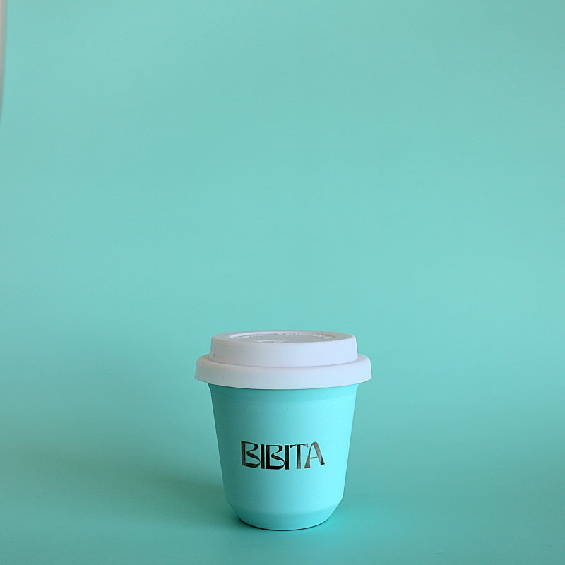 BIBITA | Small Double Wall Stainless Steel Reusable Cup | Standard Lid | Aqua Blue