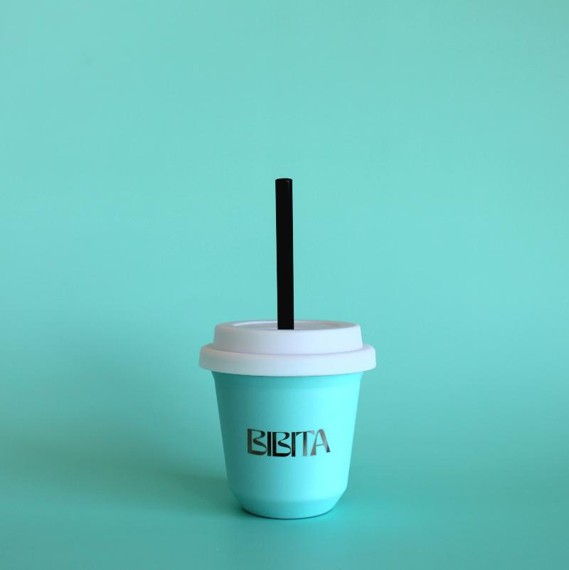 BIBITA Small Cup (80ml) | Aqua | Straw Lid (White) & Straws