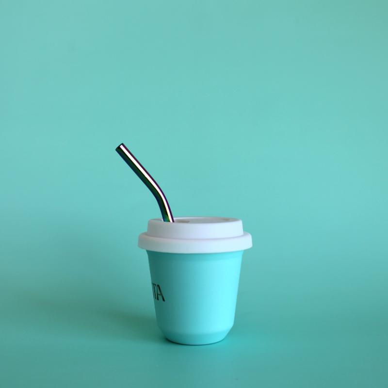 BIBITA Small Cup (80ml) | Aqua | Straw Lid (White) & Straws