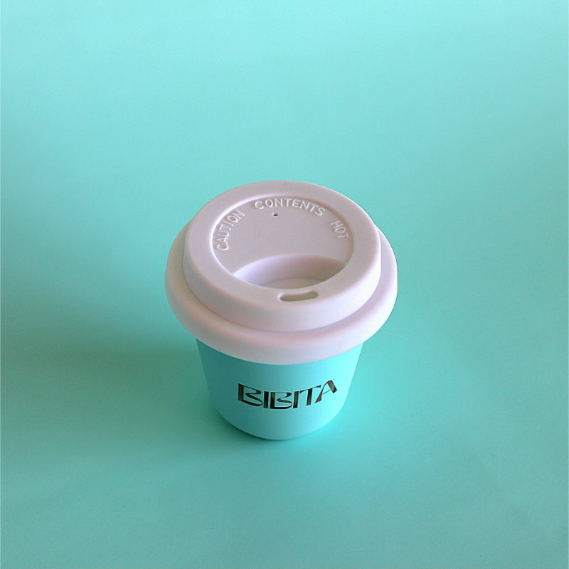 BIBITA | Small Double Wall Stainless Steel Reusable Cup | Standard Lid | Aqua Blue