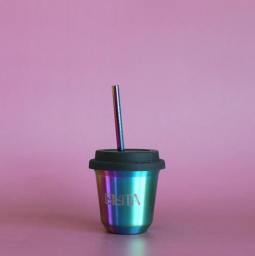 Small | Rainbow | Straw (Black) Lid & Straws