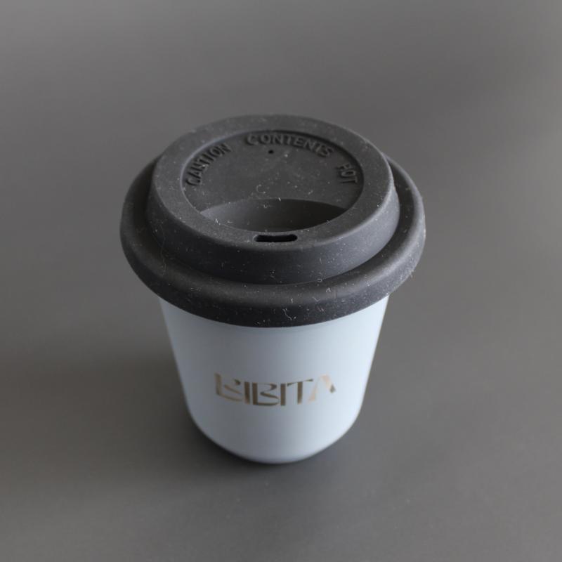 BIBITA | Medium Double Wall Stainless Steel Reusable Cup with Standard Lid (Black) | Cloud Grey