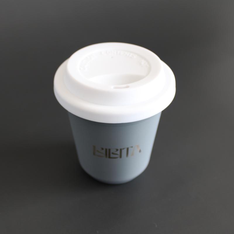 BIBITA | Medium Double Wall Stainless Steel Reusable Cup with Standard Lid (White) | Cloud Grey