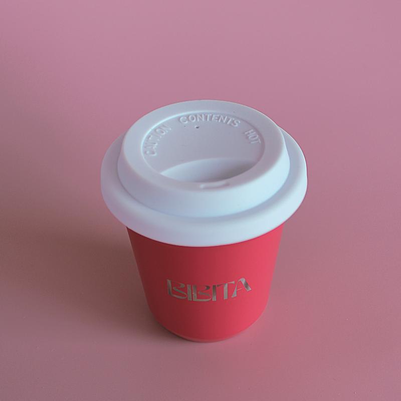 BIBITA | Medium Double Wall Stainless Steel Reusable Cup | Watermelon Pink | Standard Lid (White)