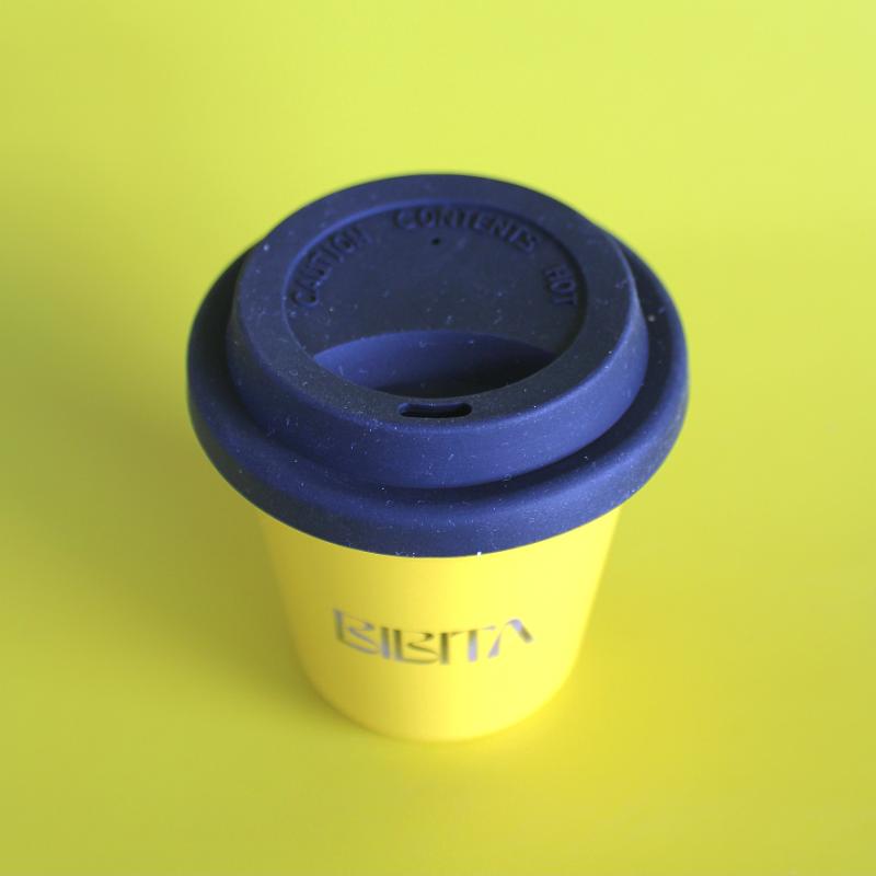 BIBITA | Medium Double Wall Stainless Steel Reusable Cup | Sunshine Yellow | Standard Lid (Black)