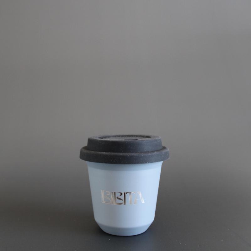 BIBITA | Small Double Wall Stainless Steel Reusable Cup | Cloud Grey with Black Standard Lid