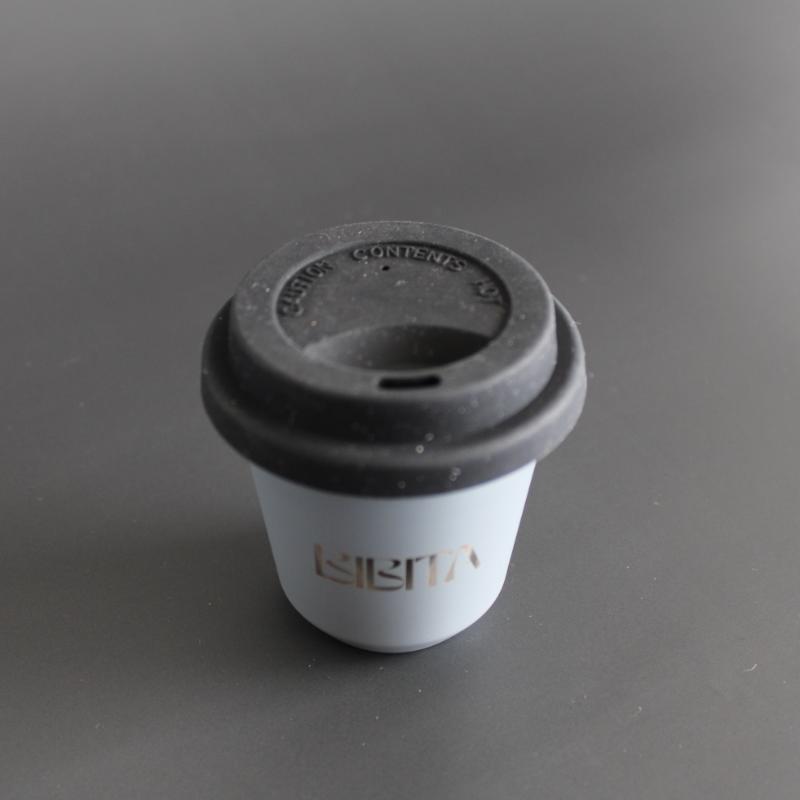 BIBITA | Small Double Wall Stainless Steel Reusable Cup | Cloud Grey with Black Standard Lid