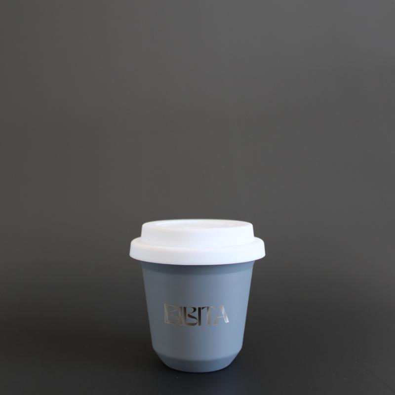 BIBITA | Small Double Wall Stainless Steel Reusable Cup | Cloud Grey with White Standard Lid